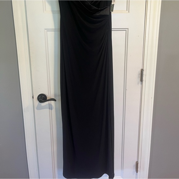 Lauren Ralph Lauren Leonetta Ruched Long Evening Formal Dress Size 6 Black - Picture 6 of 8
